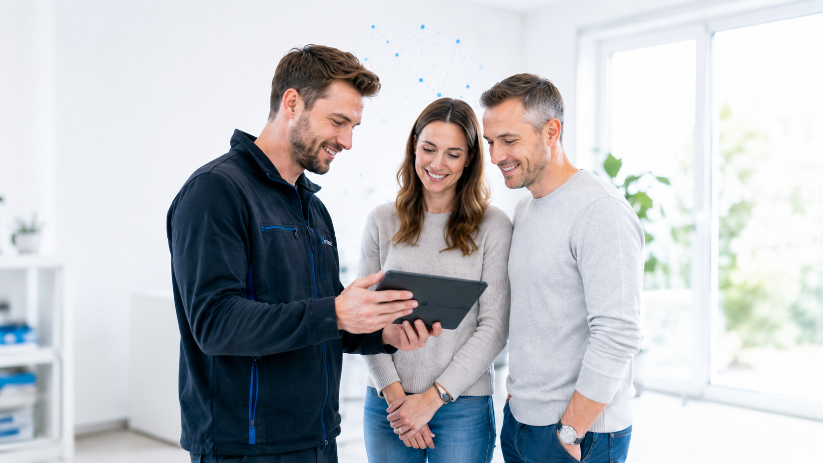 Handwerker mit Tablet im Betrieb